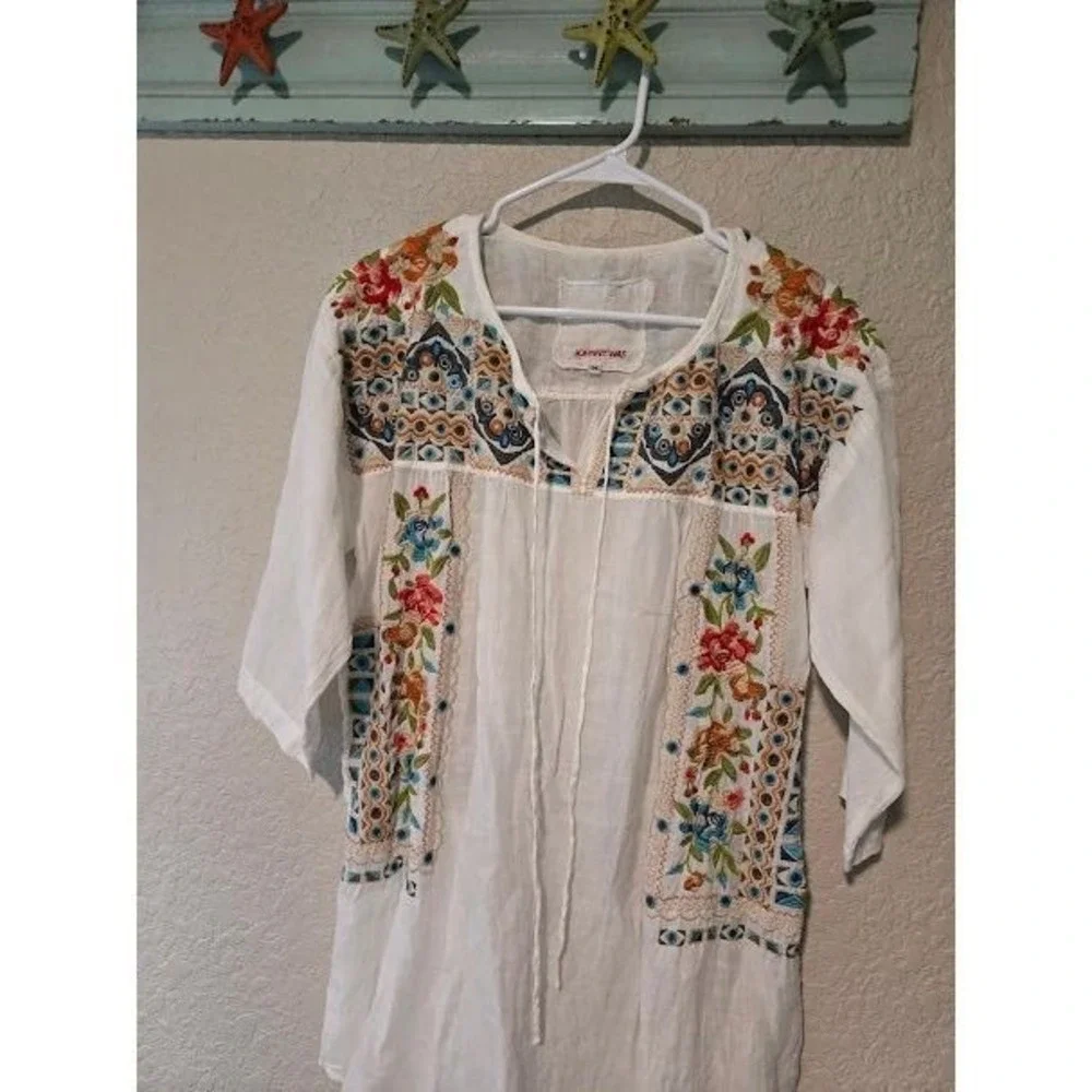 Johnny Was White Embroidered Midi Dress - Picture 2 of 5